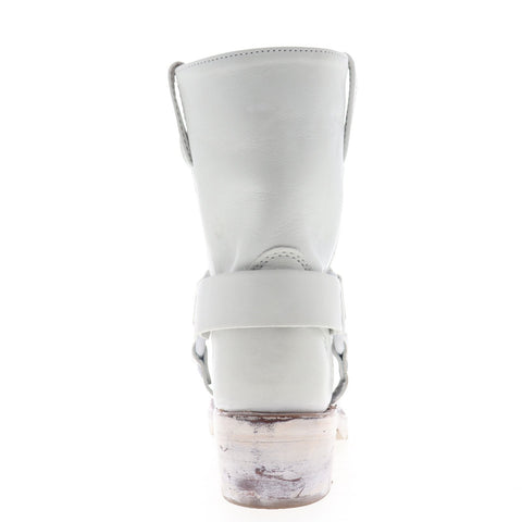 Frye Harness 8G 70254 Womens White Leather Slip On Casual Dress Boots Shoes