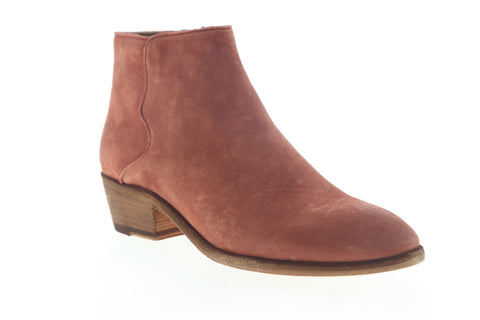 Frye Carson Piping Bootie 70354 Womens Red Suede Zipper Booties Boots