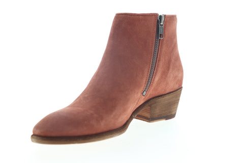 Frye Carson Piping Bootie 70354 Womens Red Suede Zipper Booties Boots
