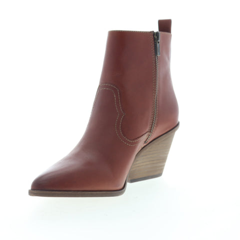 Frye Amado Wedge 70364 Womens Brown Leather Zipper Booties Boots