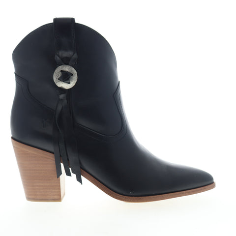 Frye Faye Concho Short Exotic Leather Womens Black Cowboy Western Boots