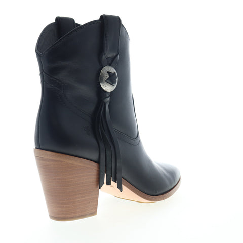 Frye Faye Concho Short Exotic Leather Womens Black Cowboy Western Boots