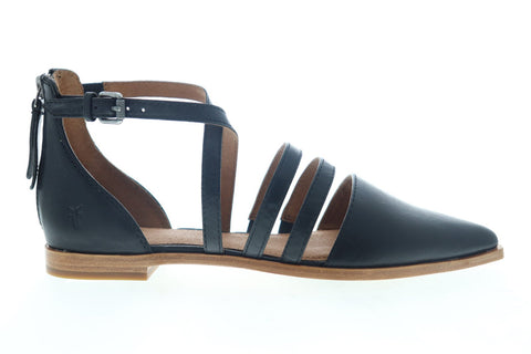 Frye Kenzie Moto Strappy 70381 Womens Black Suede Strap Sports Sandals Shoes