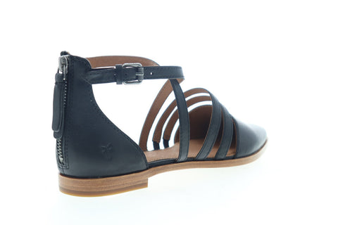 Frye Kenzie Moto Strappy 70381 Womens Black Suede Strap Sports Sandals Shoes