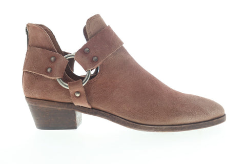 Frye Ray Harness Back Zip 70396 Womens Gray Suede Western Boots Shoes