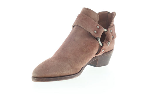 Frye Ray Harness Back Zip 70396 Womens Gray Suede Western Boots Shoes