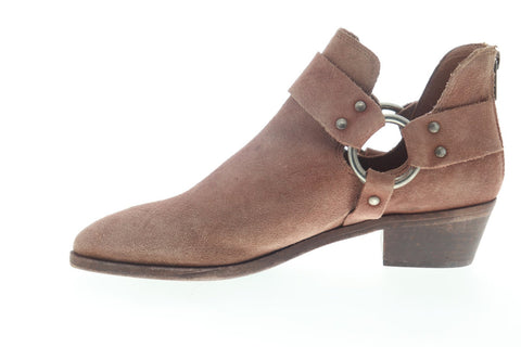 Frye Ray Harness Back Zip 70396 Womens Gray Suede Western Boots Shoes