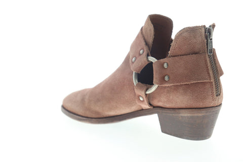Frye Ray Harness Back Zip 70396 Womens Gray Suede Western Boots Shoes