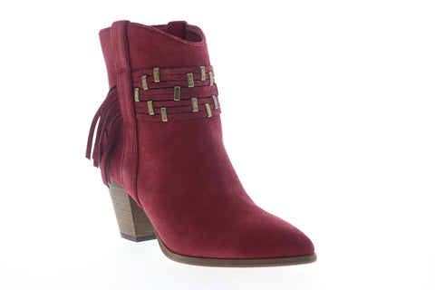 Frye Reed Showdown Stud Bootie 70401 Womens Burgundy Suede Booties Boots
