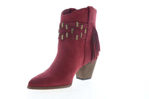 Frye Reed Showdown Stud Bootie 70401 Womens Burgundy Suede Booties Boots