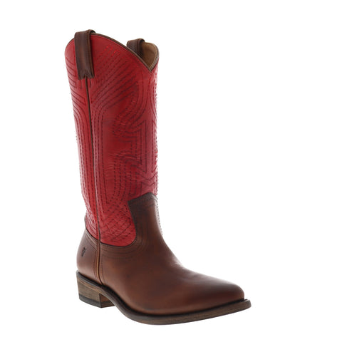 Frye Billy Stitch Pull On Exotic Leather Womens Red Cowboy Western Boots