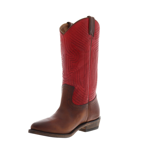 Frye Billy Stitch Pull On Exotic Leather Womens Red Cowboy Western Boots