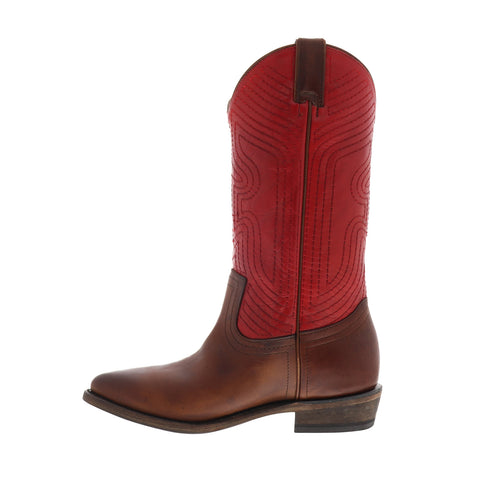 Frye Billy Stitch Pull On Exotic Leather Womens Red Cowboy Western Boots