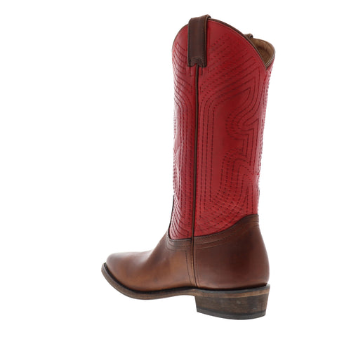 Frye Billy Stitch Pull On Exotic Leather Womens Red Cowboy Western Boots