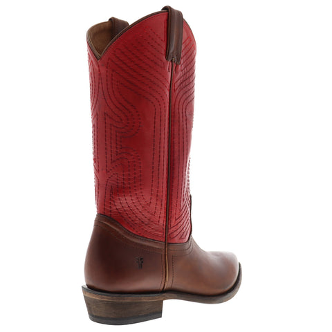 Frye Billy Stitch Pull On Exotic Leather Womens Red Cowboy Western Boots
