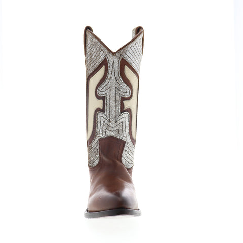 Frye Billy Underlay Pull On Exotic Leather Womens Brown Cowboy Western Boots