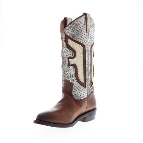 Frye Billy Underlay Pull On Exotic Leather Womens Brown Cowboy Western Boots