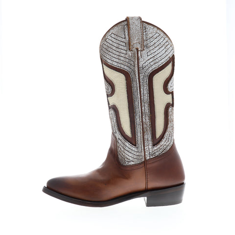 Frye Billy Underlay Pull On Exotic Leather Womens Brown Cowboy Western Boots