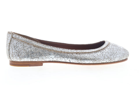 Frye Carson Ballet 70453 Womens Silver Leather Slip On Flats Ballet Shoes