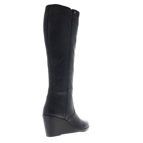 black wedge dress boots Frye Emma Wedge Tall 70461 Womens Black Leather Zipper Casual Dress Bo