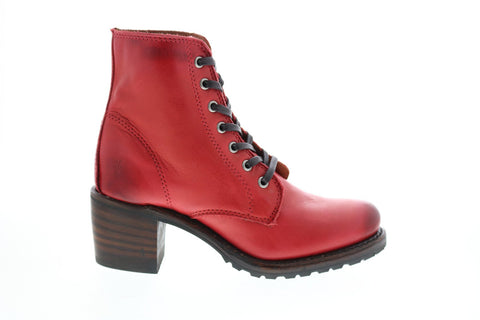 Frye Sabrina 6G Lace Up 70515 Womens Red Leather Lace Up Casual Dress Boots