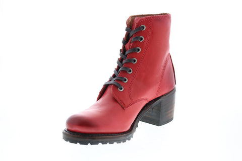 Frye Sabrina 6G Lace Up 70515 Womens Red Leather Lace Up Casual Dress Boots