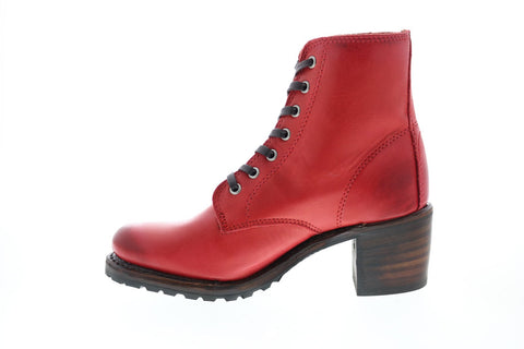 Frye Sabrina 6G Lace Up 70515 Womens Red Leather Lace Up Casual Dress Boots