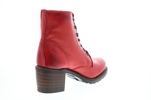 Frye Sabrina 6G Lace Up 70515 Womens Red Leather Lace Up Casual Dress Boots