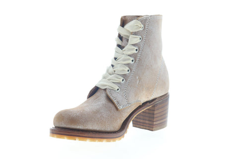 Frye Sabrina 6G Lace Up 70516 Womens Brown Leather Lace Up Bootie Boots Shoes