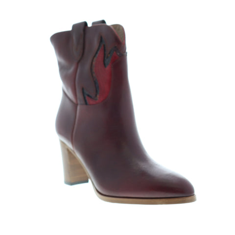 Frye June Flame Short 70559 Womens Burgundy Leather Ankle & Booties Boots