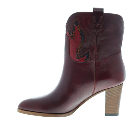 Frye June Flame Short 70559 Womens Burgundy Leather Ankle & Booties Boots