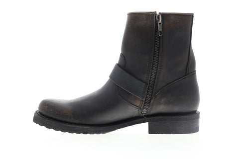 Frye Veronica Belted Short 70580 Womens Black Leather Short Boots Shoes