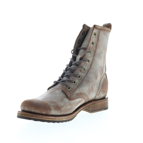 Frye Veronica Combat 70589 Womens Brown Leather Lace Up Combat Boots Shoes