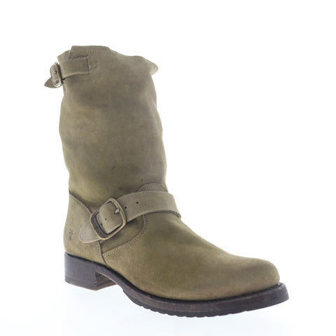 Frye Veronica Short 70590 Womens Green Suede Hook & Loop Engineer Boots