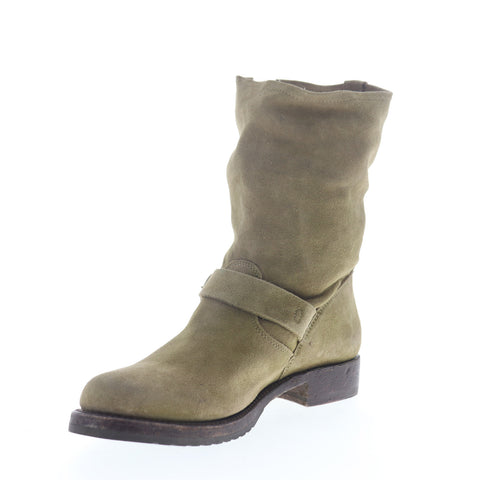 Frye Veronica Short 70590 Womens Green Suede Hook & Loop Engineer Boots