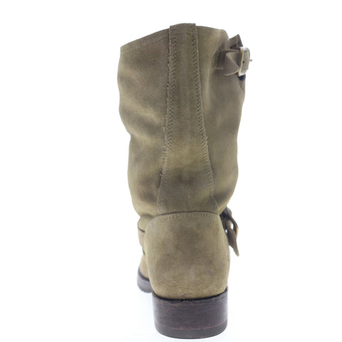 Frye Veronica Short 70590 Womens Green Suede Hook & Loop Engineer Boots