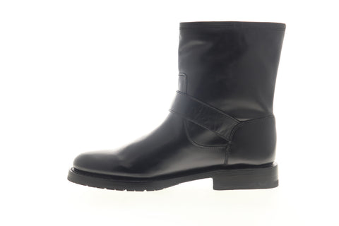 Frye Natalie Engineer Short Womens Black Leather Hook & Loop Engineer Boots