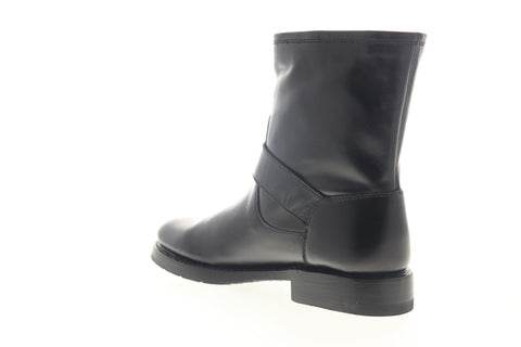 Frye Natalie Engineer Short Womens Black Leather Hook & Loop Engineer Boots