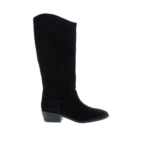 Frye Caden Stitch Tall 70688 Womens Black Suede Slip On Tall Boots Shoes