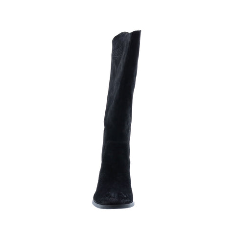 Frye Caden Stitch Tall 70688 Womens Black Suede Slip On Tall Boots Shoes