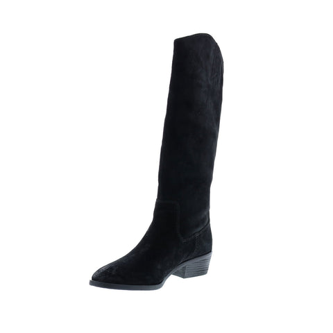 Frye Caden Stitch Tall 70688 Womens Black Suede Slip On Tall Boots Shoes