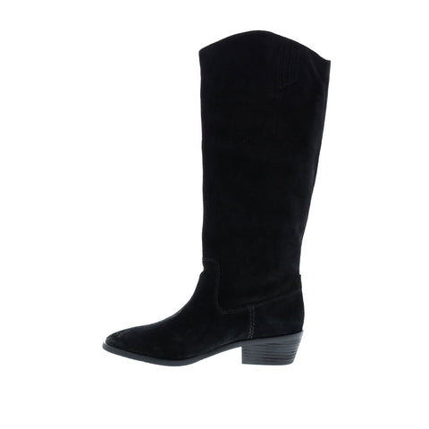 Frye Caden Stitch Tall 70688 Womens Black Suede Slip On Tall Boots Shoes
