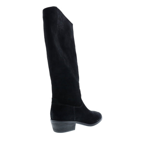 Frye Caden Stitch Tall 70688 Womens Black Suede Slip On Tall Boots Shoes