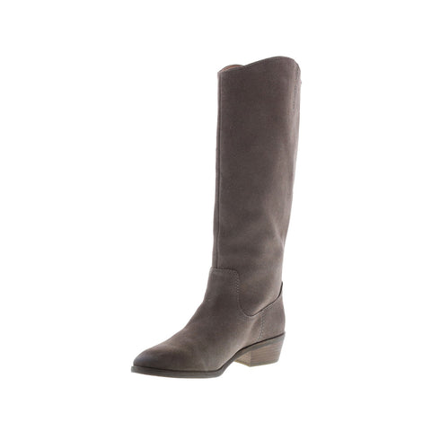 Frye Caden Stitch Tall 70688 Womens Gray Suede Slip On Tall Boots Shoes