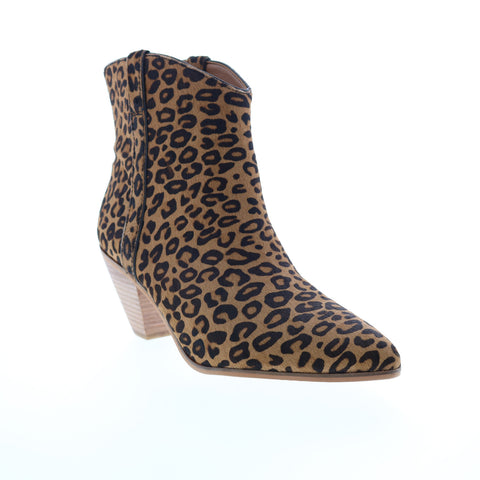 Frye Maley Pull Tab 70714 Womens Brown Animal Print Slip On Booties Boots