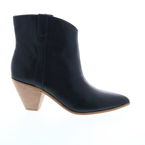Frye & Co. Maley Pull Tab 70716 Womens Black Leather Ankle & Booties Boots