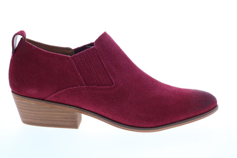 Frye Rubie Western Slip On 70779 Womens Red Suede Booties Boots