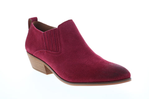 Frye Rubie Western Slip On 70779 Womens Red Suede Booties Boots