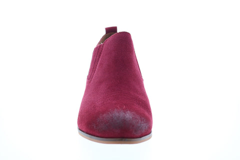 Frye Rubie Western Slip On 70779 Womens Red Suede Booties Boots