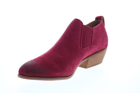 Frye Rubie Western Slip On 70779 Womens Red Suede Booties Boots